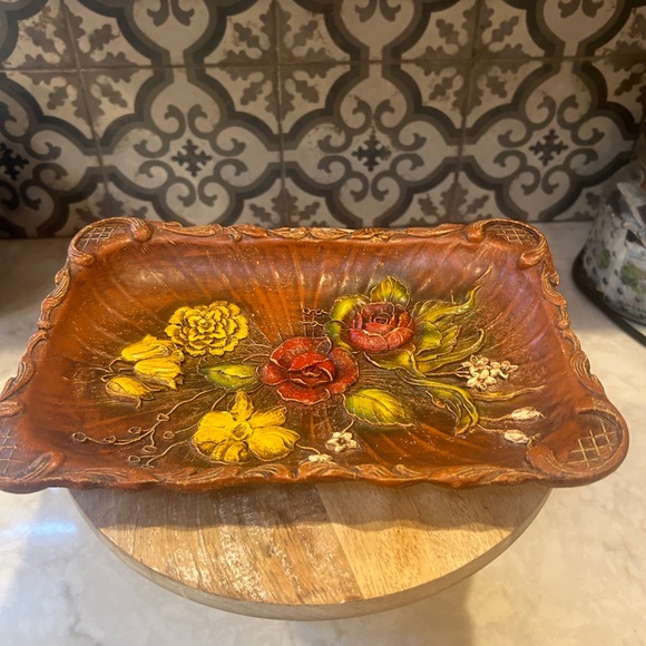 VINTAGE-RARE 1940s MULTI PRODUCTS SYROCO STYLE TRAY CARVED DESIGN ON BOTH SIDES - Picture 7 of 9